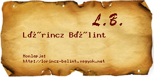 Lőrincz Bálint névjegykártya